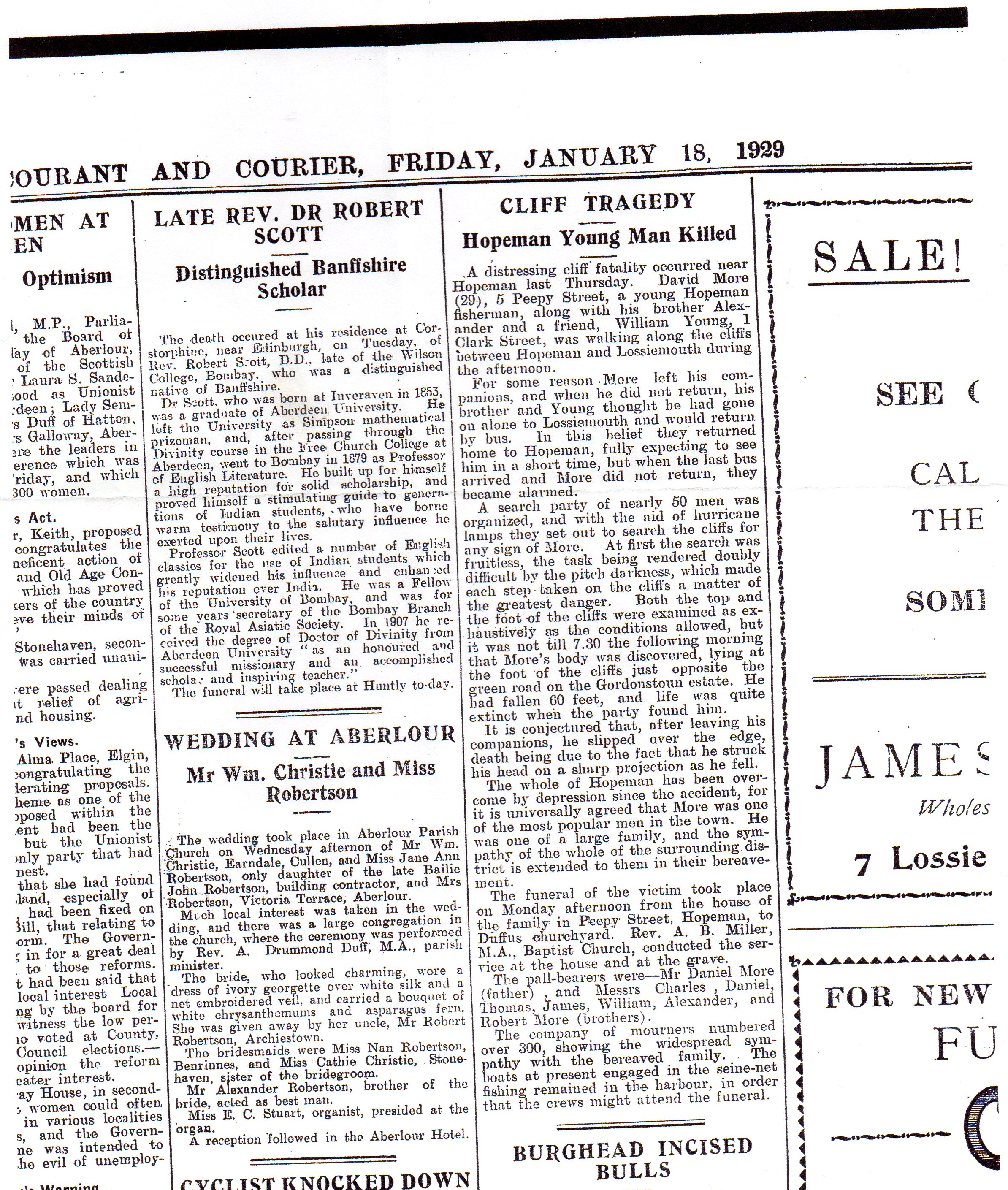 1929 - Cliff Tragedy David More