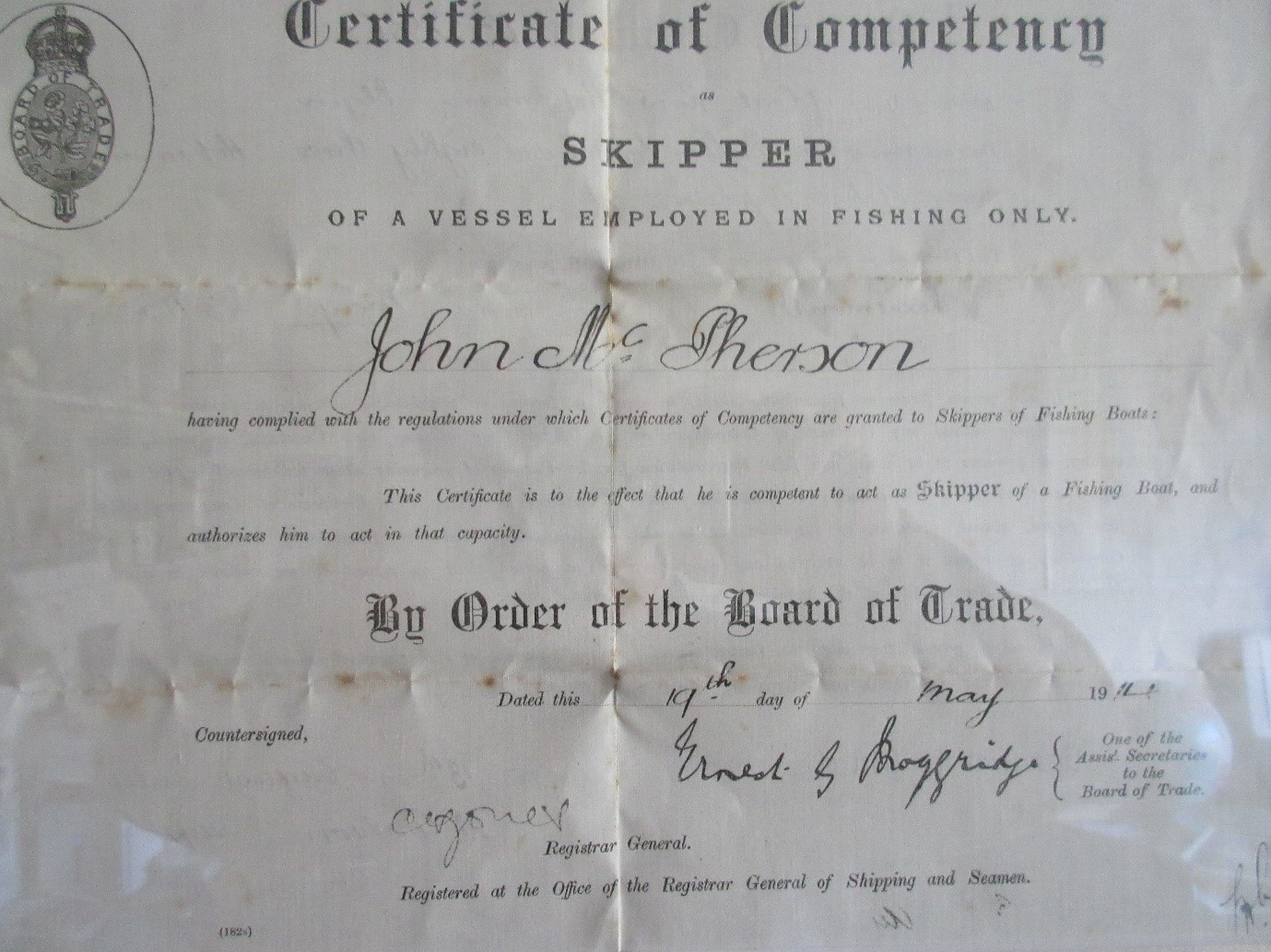 John McPherson Skippers ticket